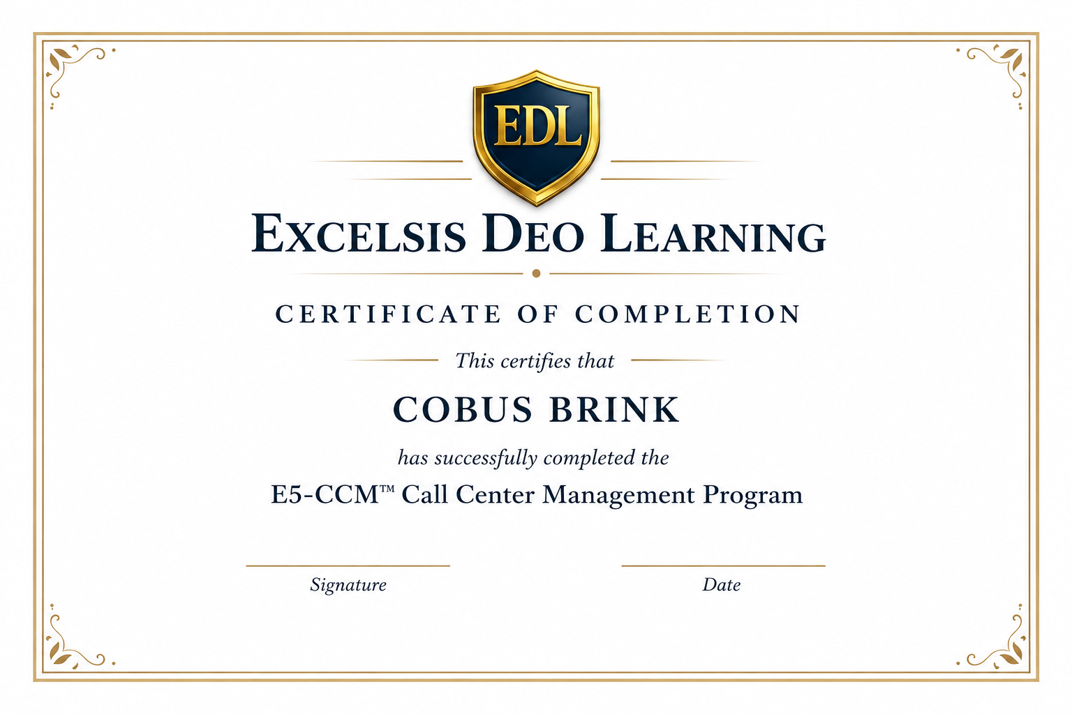 E5-CCM Certificate
